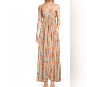 knee length dresses for ladies Moira Satin Pleated Maxi Dress main image 1